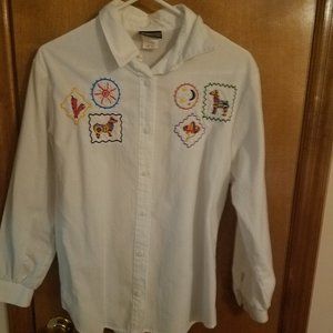 Mexican fiesta themed white shirt